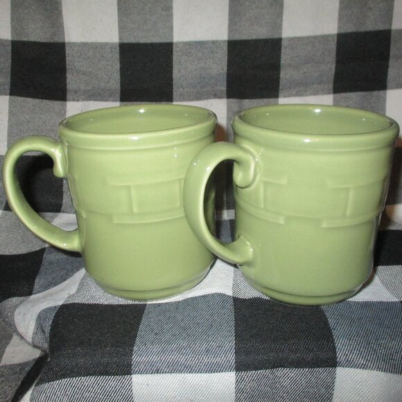 2 Longaberger Pottery Woven Traditions Sage Green Coffee 12oz… - Picture 2 of 4